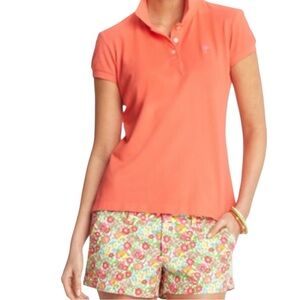LILLY PULITZER “Chic Fit” Polo Shirt in Orange Size Medium -- SUPER SUMMER FUN!!